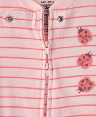 Baby Girls' Ladybug Striped Snug-Fit One-Piece Pajama