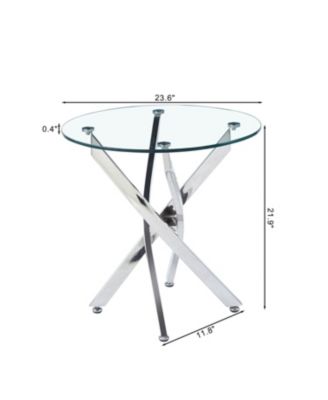 Modern Round Tempered Glass End Table With Chrome Legs