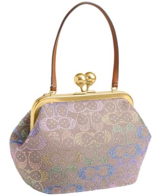 Kisslock Small Crystal Signature Jacquard Frame Bag 16