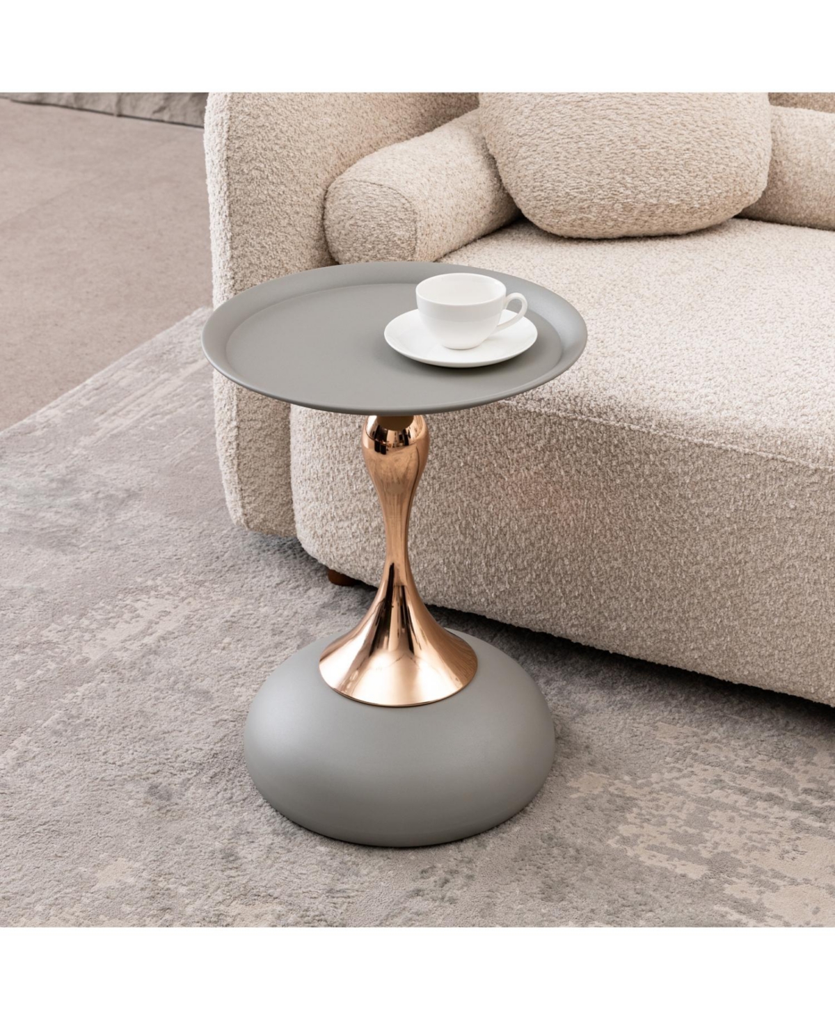 Streamdale Modern Round Coffee Table, Metal Pedestal Table for Small Spaces