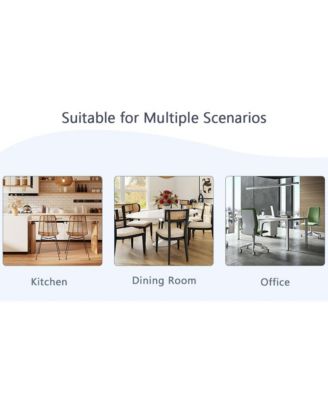 Streamdale 63" Black Marble-Patterned Table with Butterfly Legs and 4 Black PU Chairs