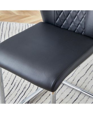 Streamdale 63" Black Marble-Patterned Table with Butterfly Legs and 4 Black PU Chairs