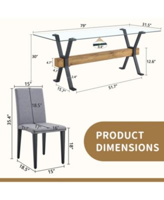 Glass Top Table & 10 Gray Linen Chairs