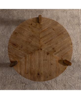 Rustic Wood Round Coffee Table