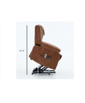 Brown PU Remote-Controlled Heating and Massage Assistive Recliner for SeniorsI