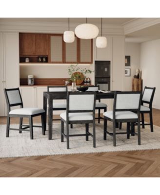 Retro 7-Piece Dining Table Set for 6 (Espresso