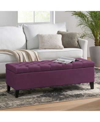 Contemporary Button-Tufted Diamond Stitch Storage Ottoman Bench