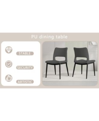 Grey PU Leather Dining Chairs (Set of 2)