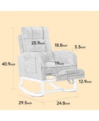 Modern Rocking Chair with Wood Legs & Adjustable Footrest