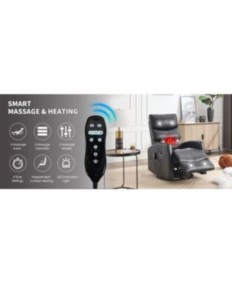 Heat Massage Rocker Recliner Chair, Swivel Fabric