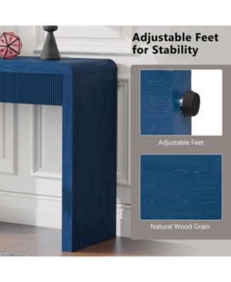  Rustic Console Table - Fluted Drawers, Wood Veneer, Apricot