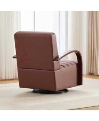 Streamdale Modern Swivel Accent Chair with Wood Armrests