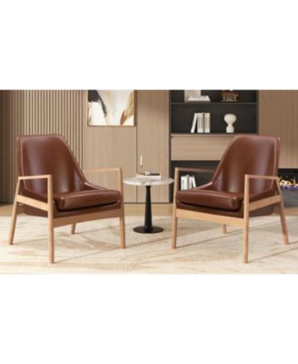 Streamdale PU Leather Accent Chairs (Set of 2)