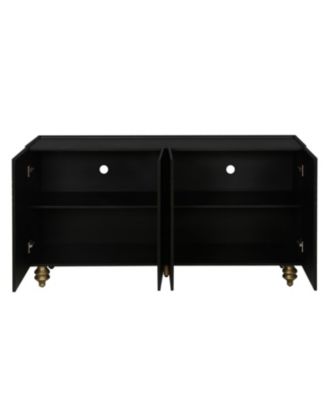 Streamdale Black Fluted Sideboard Buffet - 4 Doors, Adjustable Shelves