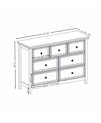 Streamdale Modern 7-Drawer Dresser, Cabinet for Living Room in Beige