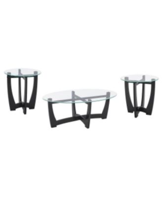 Streamdale 48" Oval Glass Coffee Table - Black Round Center Table