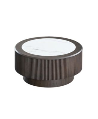 Marble Pattern Coffee Table - Round, Dark Brown