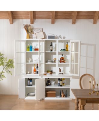 75" Pantry Cabinet Set, 60" Farmhouse Display Cabinets