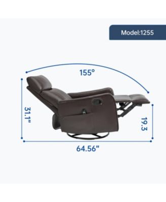 Brown Faux Leather Massage Rocker Recliner