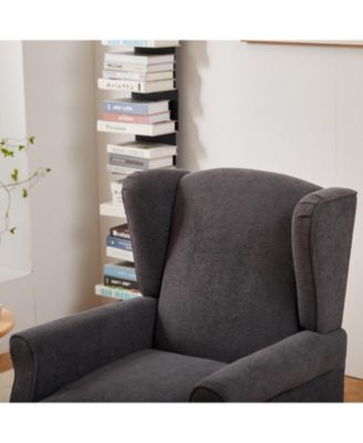 Vintage Luxury Coffee Table & Armchair Set (Dark Grey/Natural Wood)