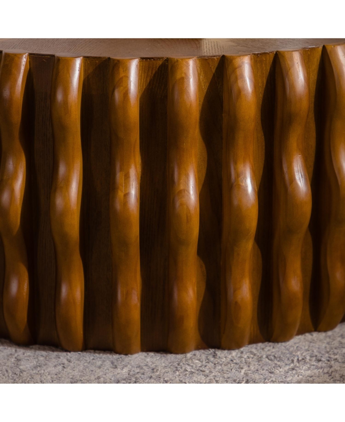 Streamdale Drum Fluted Coffee Table - Modern Round Center Table