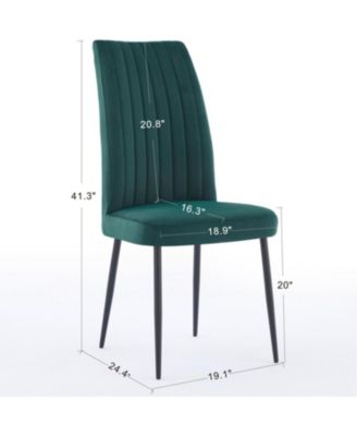 Streamdale Green Velvet Dining Chairs, Adjustable Feet, Set of 2