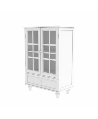 Modern White Glass Door Buffet Cabinet