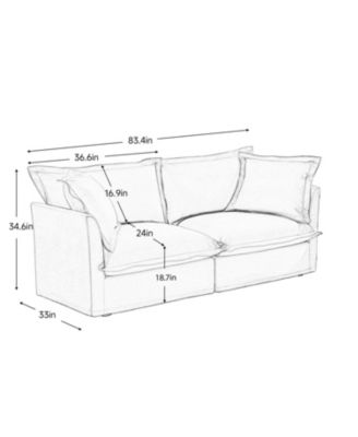 Slipcovered 2-Seat Chenille Sofa Detachable Cover