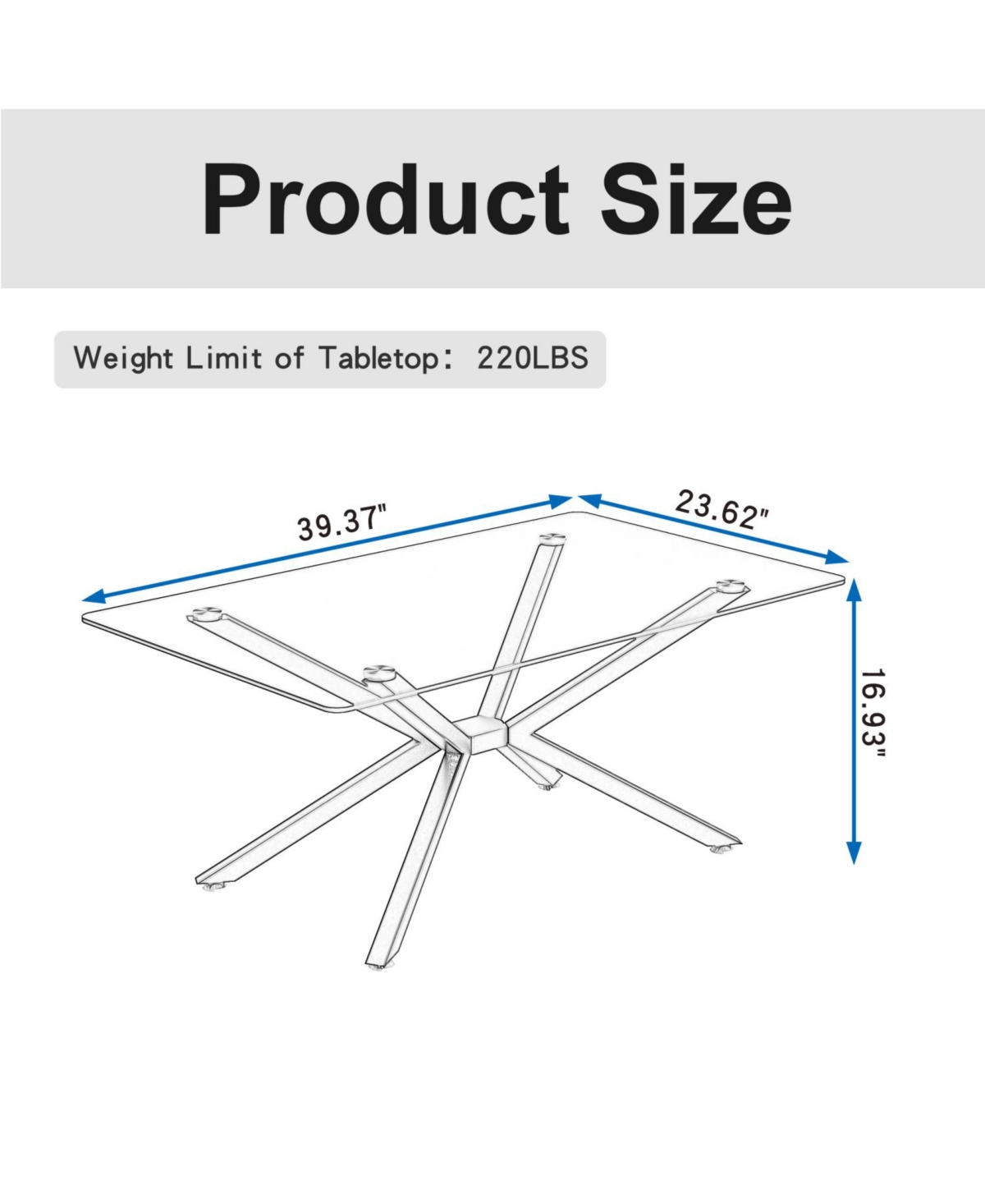 Streamdale Furniture Glass Coffee Table with Metal Legs