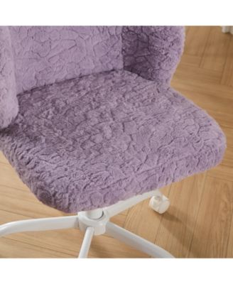 Violet Artificial Rabbit Hair Office Chair