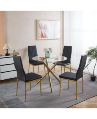 4–6 Pc. Glass Top Dining Set with Mid-Century Design