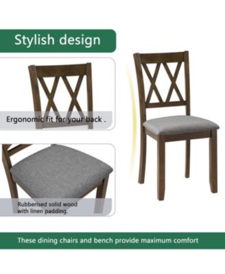 Elegant Walnut 5-Piece Dining Table Set