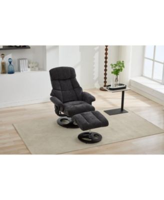 Swivel Recliner Chair with Ottoman, Massage & Heat, Dark Grey