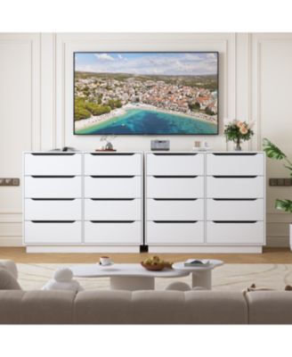 8-Drawer White Dresser, 47.2" Wide, Large Capacity Storage