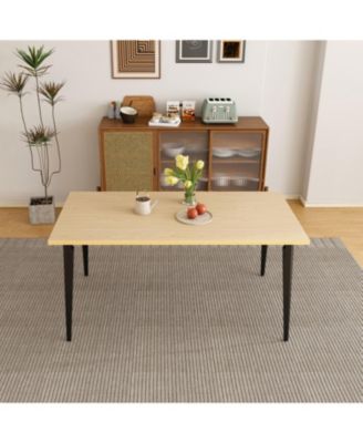Modern Dining Table with Wooden Top & Iron Legs (Seats 6-8)