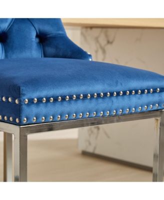 + 25" 2-Pack + Velvet + Button Back + Counter Height Bar Stools