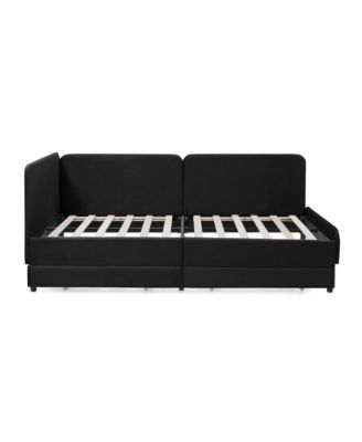 Streamdale Twin Upholstered Platform Bed Frame w/ 2 Drawers, Black