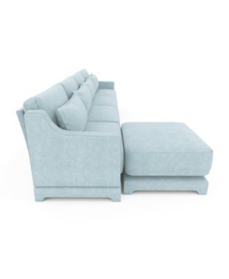 Sky Blue Chenille Sofa with Ottoman