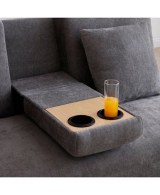 Convertible Sleeper Sofa Bed with Storage Ottoman & Drop Down Table