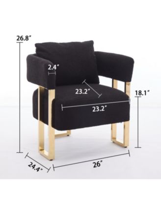 TS Modern Teddy Fleece Chair Gold Legs 2PCS Black