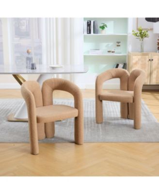 Velvet Upholstered Accent/Dining Chair Set of 2 (Camel Teddy)