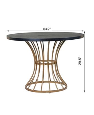 Black Oak 42" Round Dining Table - Wrought Iron Base