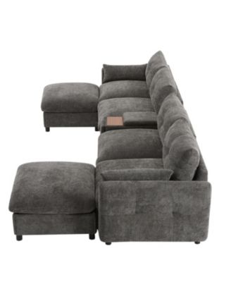 Modular Sectional Sofa w/ Ottoman, Console, USB Charger