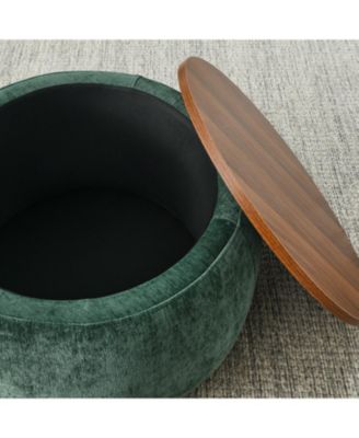2-in-1 Round Ottoman End Table