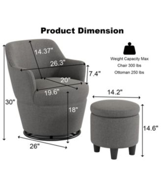  360 Swivel Accent Chair with Ottoman & Nail Trim