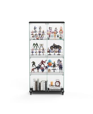 + 31.5"L x 14.2"W x 65.1"H + Glass + 4-Tier, 6 Shelves, Double-Door + Display Cabinet