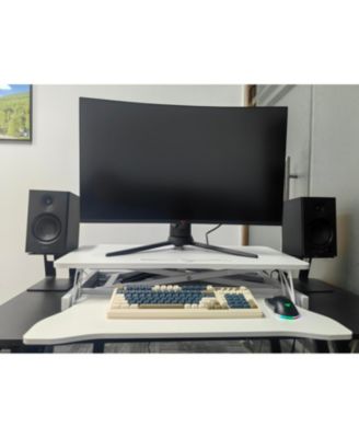 32" Height-Adjustable Desk Converter with Dual Monitor & Laptop Workstation