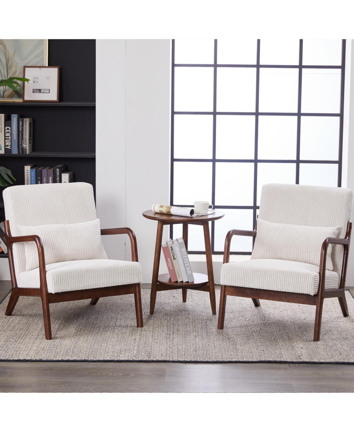 Streamdale Furniture Mid-Century Modern Accent Chair Beige