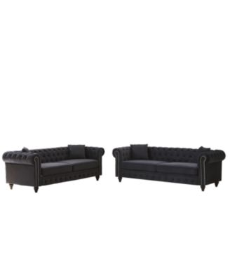 Modern 6-Seat Sofa with Wood Frame & Cushions