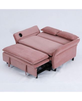 Pink Striped Sofa Bed - Adjustable Arms & Back - 65.74-inch